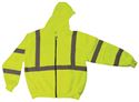 Picture of 8.82oz PET Fleece Body Guard® ANSI Class 3 Hi-Visibility Zipper Hooded Sweatshirt w/2" Silver Safety Stripe
